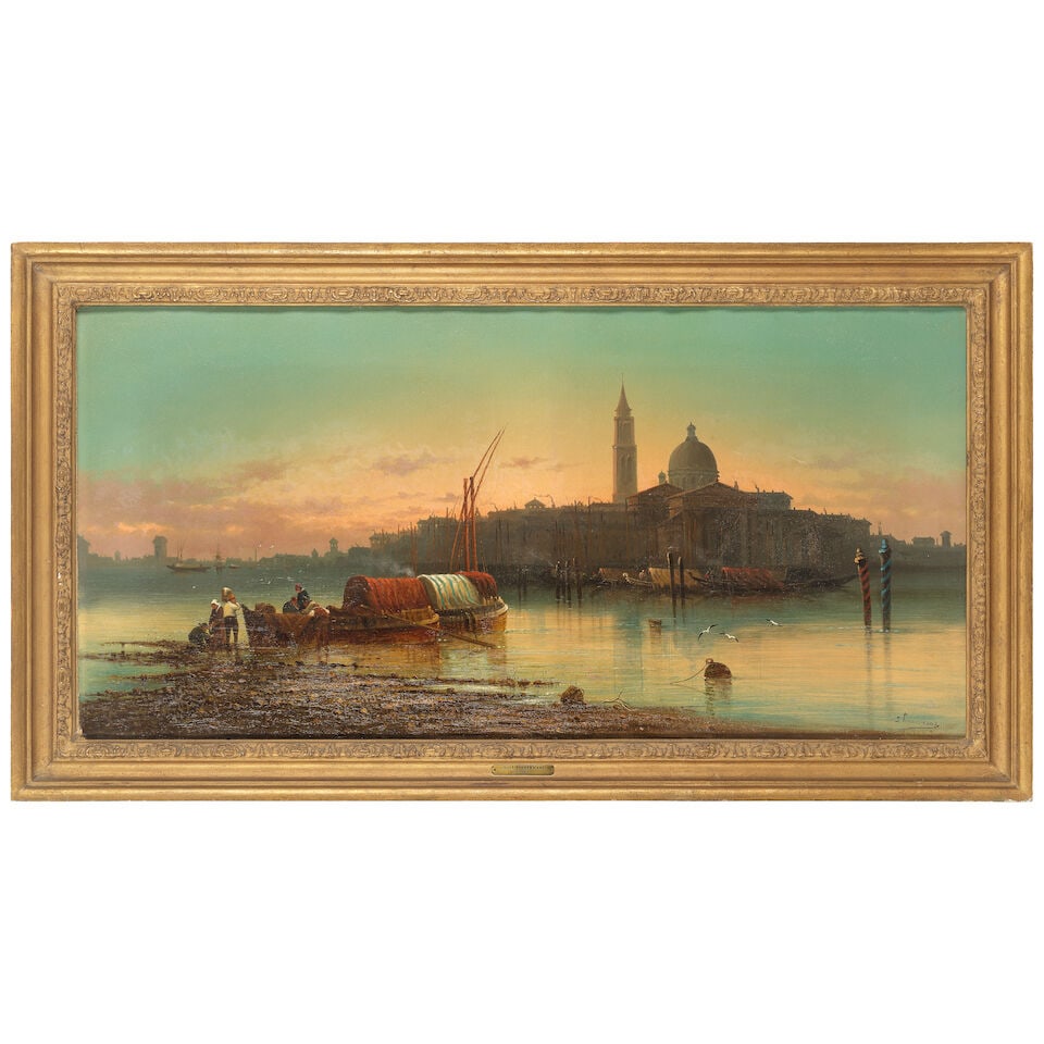 Louis Etienne Timmermans (Belgian, 1846-1910) Unloading the catch, Venice - 2