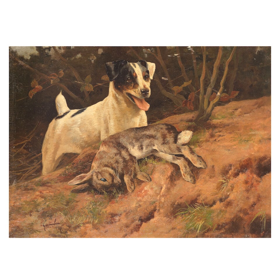 Arthur Wardle RI (British, 1864-1949) Working terrier: Arthur Wardle RI (British, 1864-1949) Working terrier signed 'Arthur Wardle' (lower left) oil on canvas 45 x 61cm (17 11/16 x 24in). For further information on this lot please visit