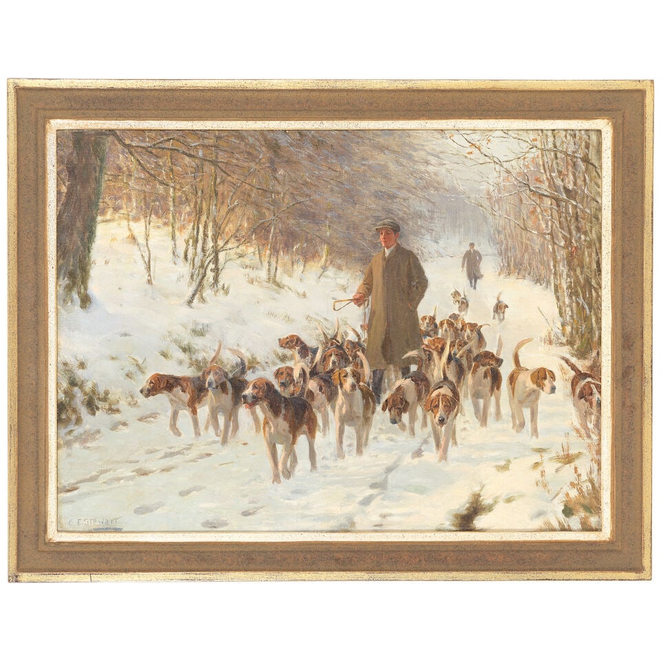 Charles Edward Stewart (Scottish, 1866-1942) Hounds of the hunt on morning exercise - 2