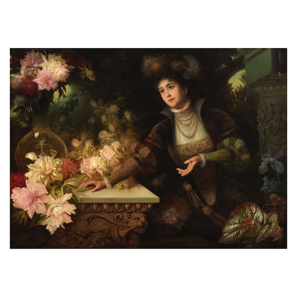 Raimund von Wichera (Austrian, 1862-1925) The botanist: Raimund von Wichera (Austrian, 1862-1925) The botanist signed 'R.R.V.Wichera' (lower left) oil on canvas 90 x 124cm (35 7/16 x 48 13/16in). Footnotes: Provenance Private collection, UK. This lot is