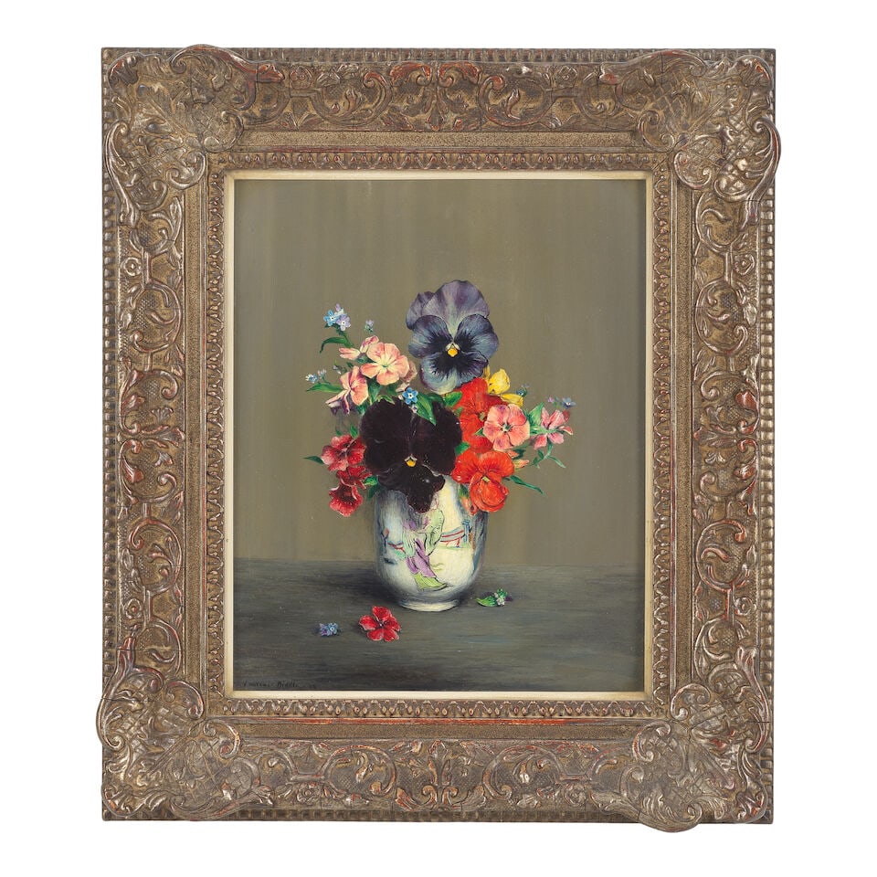 Laurence Biddle (British, 1888-1968) Still life of flowers, including pansies, geraniums, phlox ... - 2