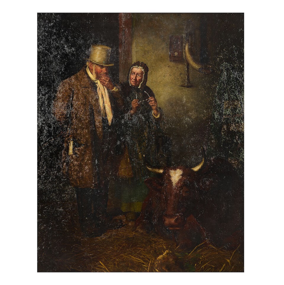 Henry Hetherington Emmerson (British, 1831-1895) The cow doctor: Henry Hetherington Emmerson (British, 1831-1895) The cow doctor signed and dated 'H.H.Emmerson/1874' (lower left); further signed, titled and inscribed with artist's address 'No- The Cow Doctor/H H
