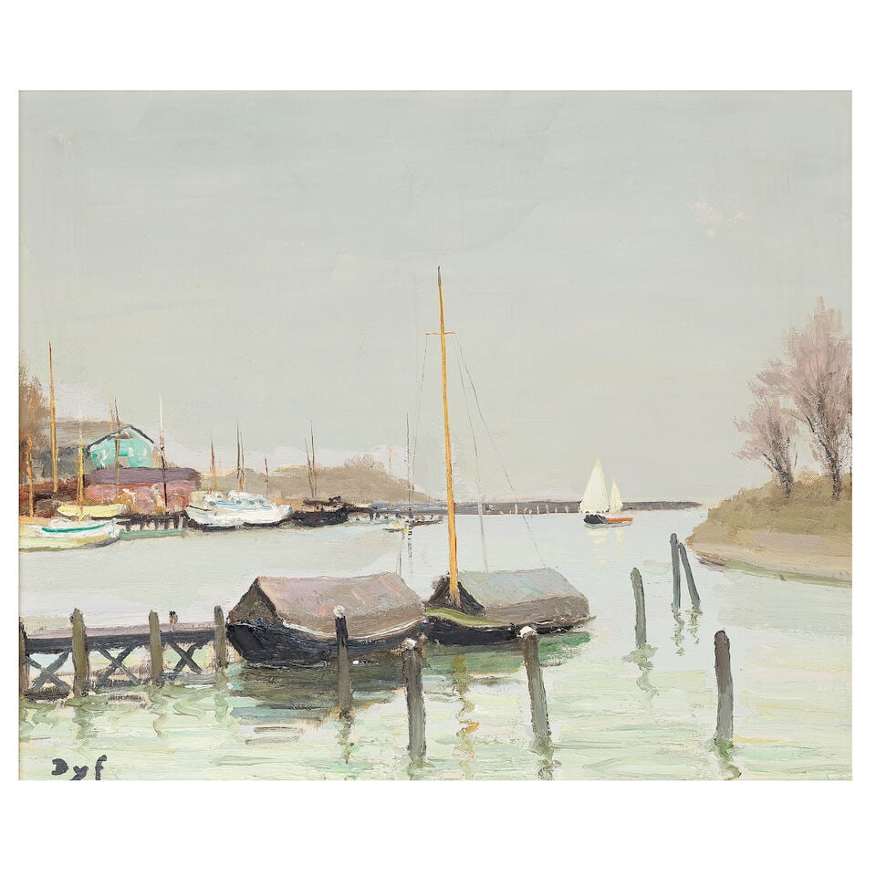 Marcel Dyf (French, 1899-1985) Petit port d'IJmuiden: Marcel Dyf (French, 1899-1985) Petit port d'IJmuiden signed 'Dyf' (lower left) oil on canvas 46 x 55cm (18 1/8 x 21 5/8in). Footnotes: Provenance With Frost & Reed, London, no. 774. With E.