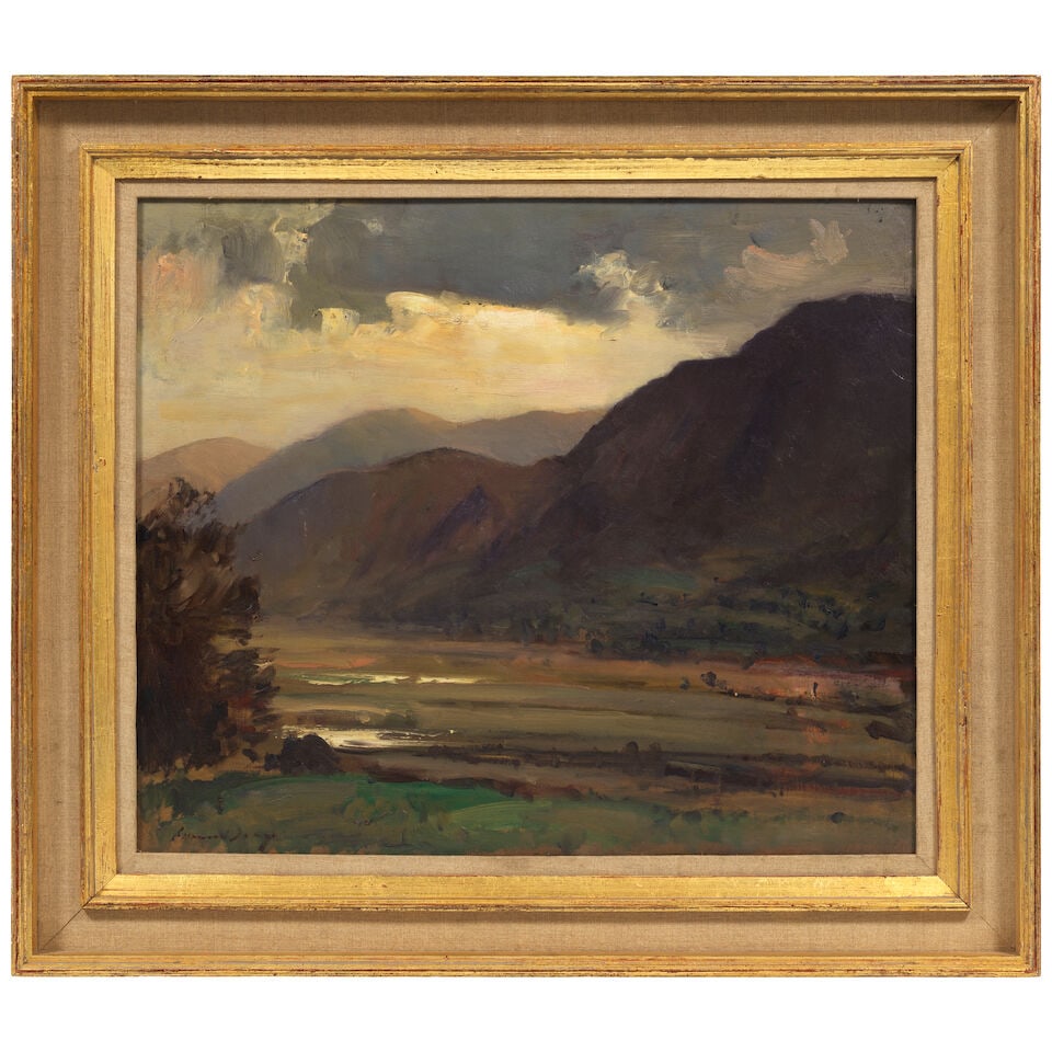 Edward Seago, RWS, RBA (British, 1910-1974) Spring in Merioneth I (Mawddach Valley - Looking West) - 2
