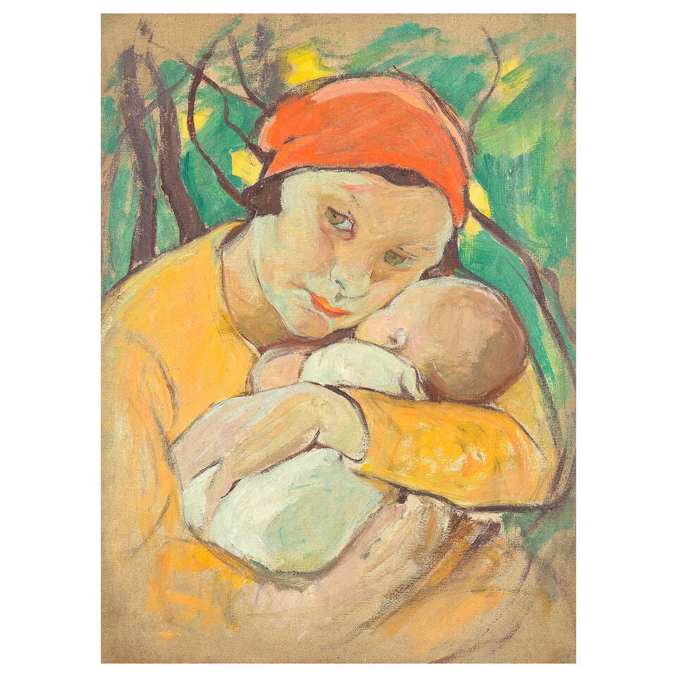 Mary Alexandra Eastlake (neé Bell) (Canadian, 1864-1951) Mother and child: Mary Alexandra Eastlake (neé Bell) (Canadian, 1864-1951) Mother and child oil on canvas 41 x 31cm (16 1/8 x 12 3/16in). For further information on this lot please visit Bonhams.com For