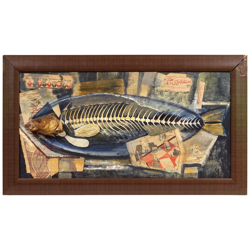 Avtandil Varazi (Georgian, 1926-1977) Still life with fish on a plate - 2