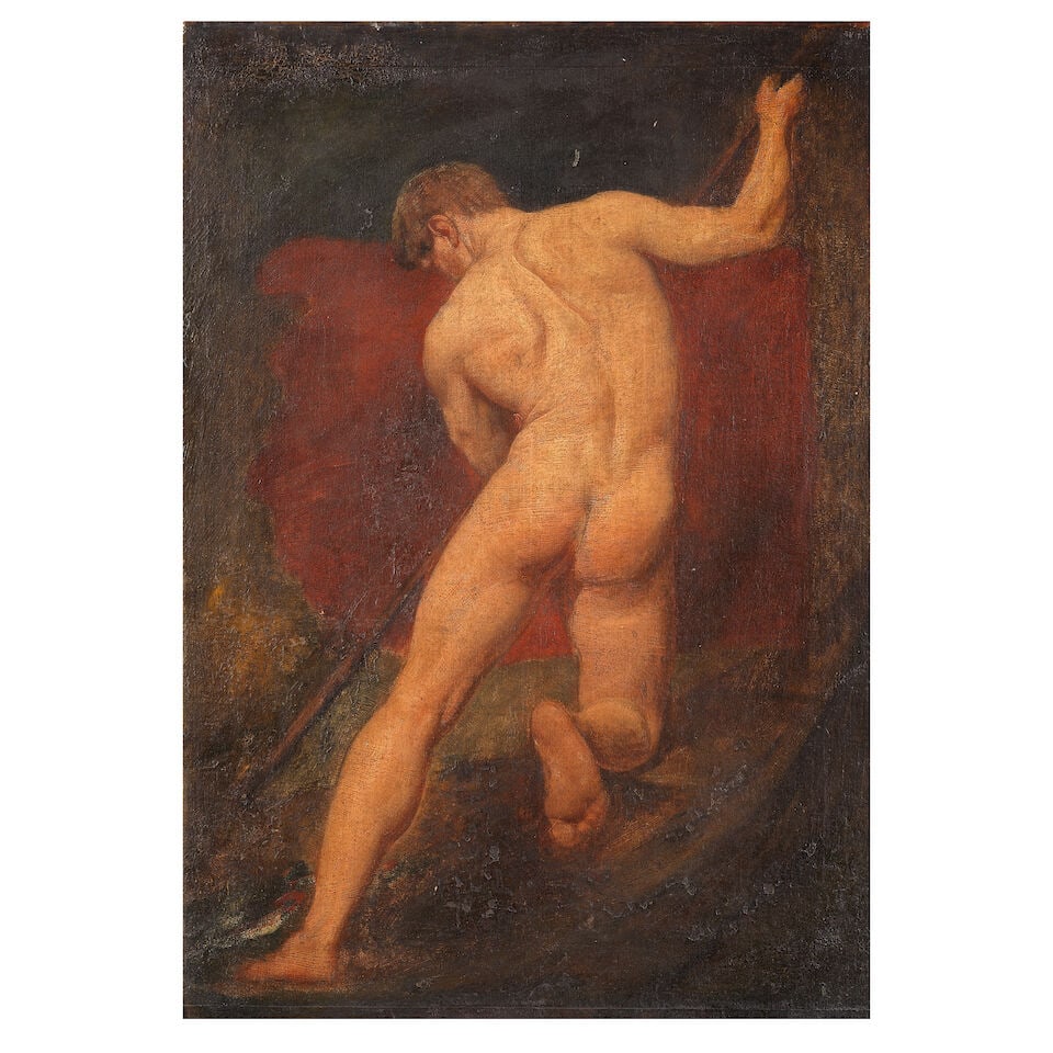 Attributed to William Etty, RA (British, 1789-1849) Study of a male nude: Attributed to William Etty, RA (British, 1789-1849) Study of a male nude oil on canvas 73 x 63cm (28 3/4 x 24 13/16in). Footnotes: Provenance With The Cooling Galleries, London. Private collection,