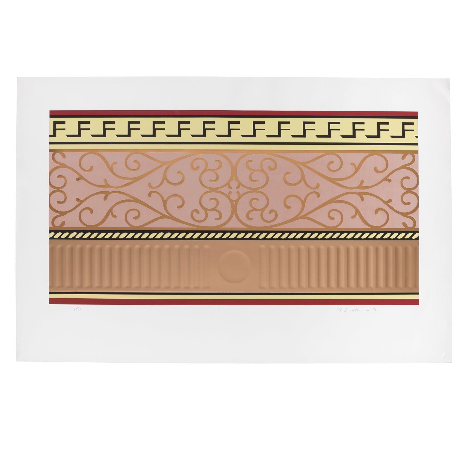 Roy Lichtenstein (American, 1923-1997) Entablature II, from Entablature Series Screenprint, lith...: Roy Lichtenstein (American, 1923-1997) Entablature II, from Entablature Series (Corlett 139) Screenprint, lithograph and collage with embossing in colours, 1976, on Rives BFK wove paper, signed, dated