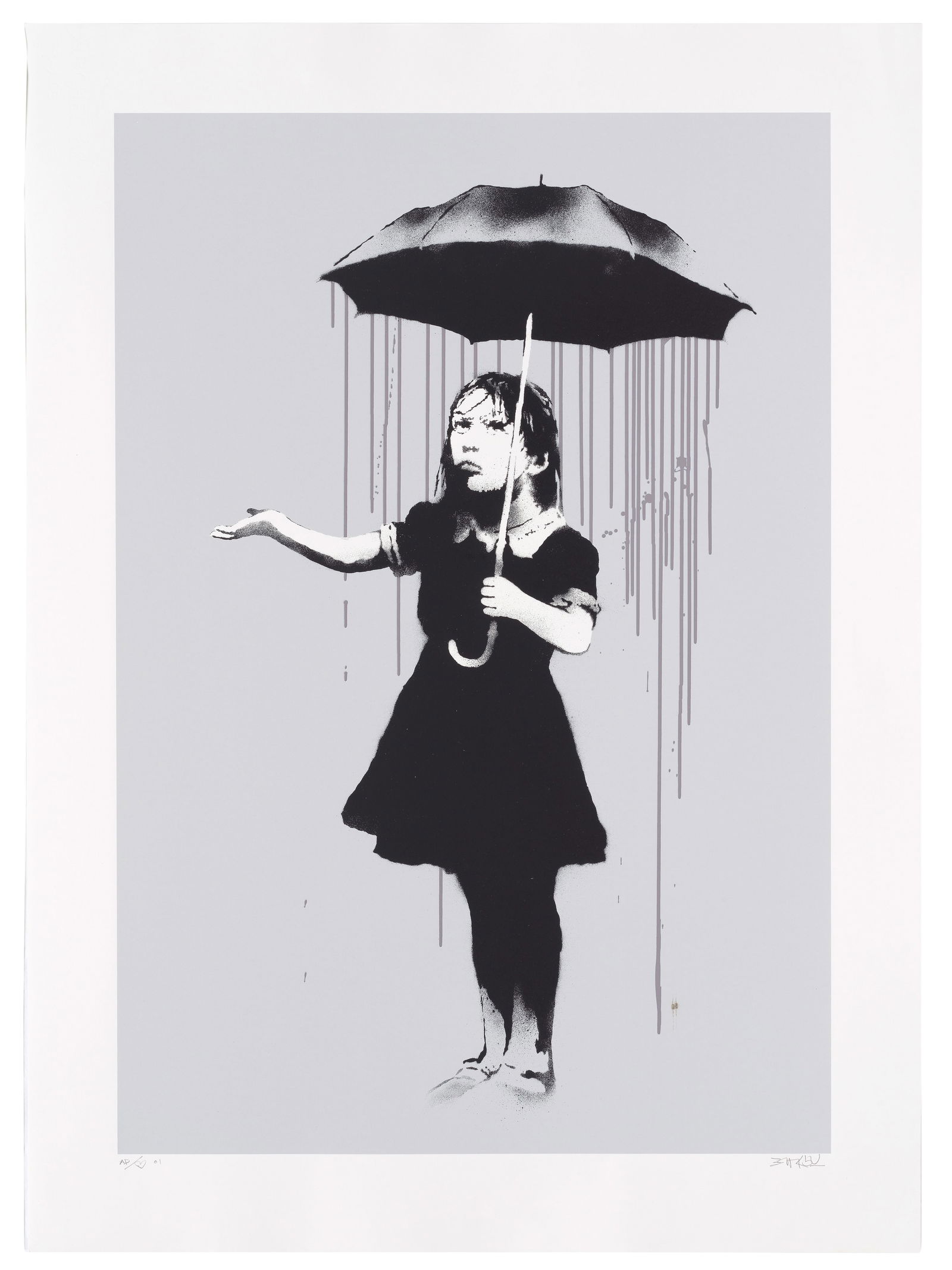 Banksy (British, born 1974) Nola A/P (Grey Rain) Screenprint in colours, 2008, on Arches wove pa... (1 of 1)