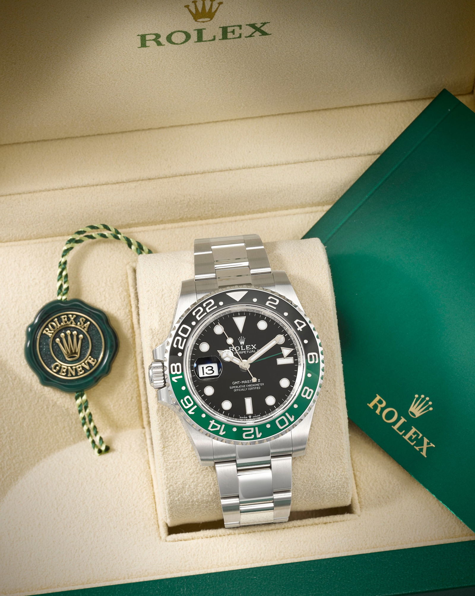 Rolex. A stainless steel automatic calendar bracelet watch with dual time zone GMT-Master II 'S... (1 of 1)