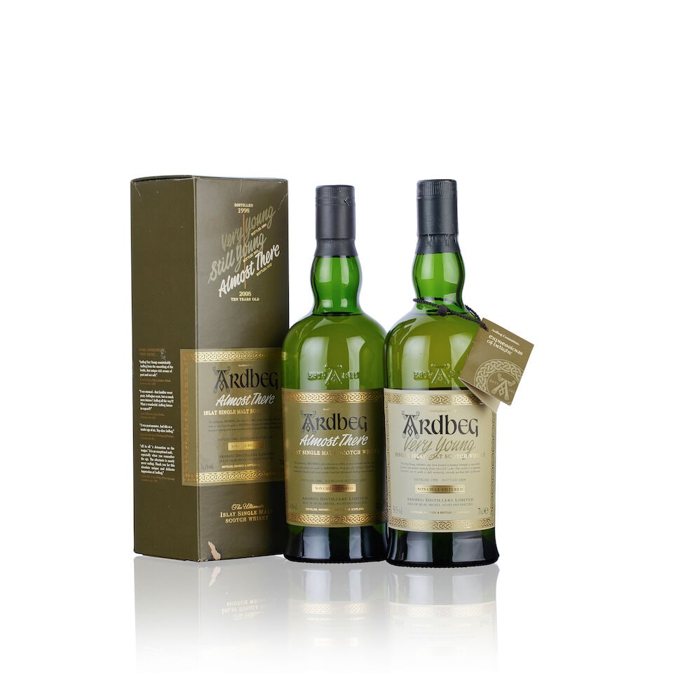 Ardbeg Very Young, 1998 - 2004 (1x 70cl) Ardbeg Almost There , 1998 - 2007 (1x 70cl) (1 of 2)