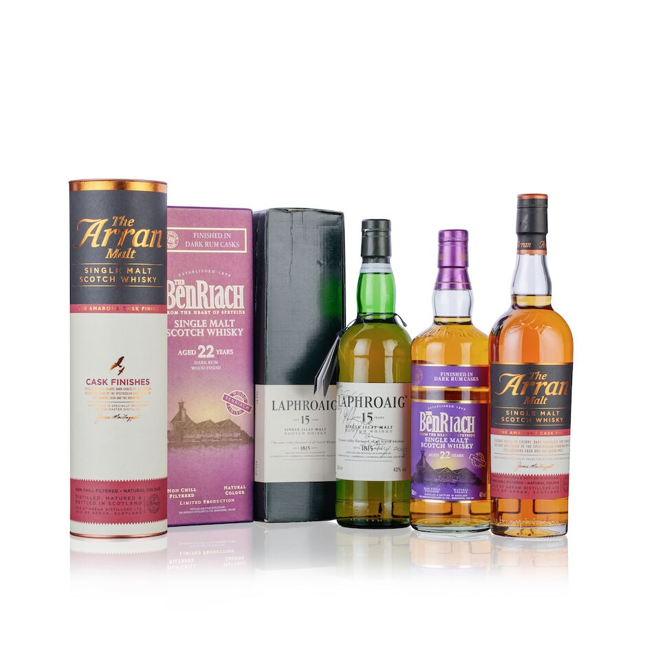 Benriach 22 Year Old Dark Rum Wood Finish 22 Year Old, Rum Finish (1x 70cl) Laphroaig 15 Year O... (1 of 2)