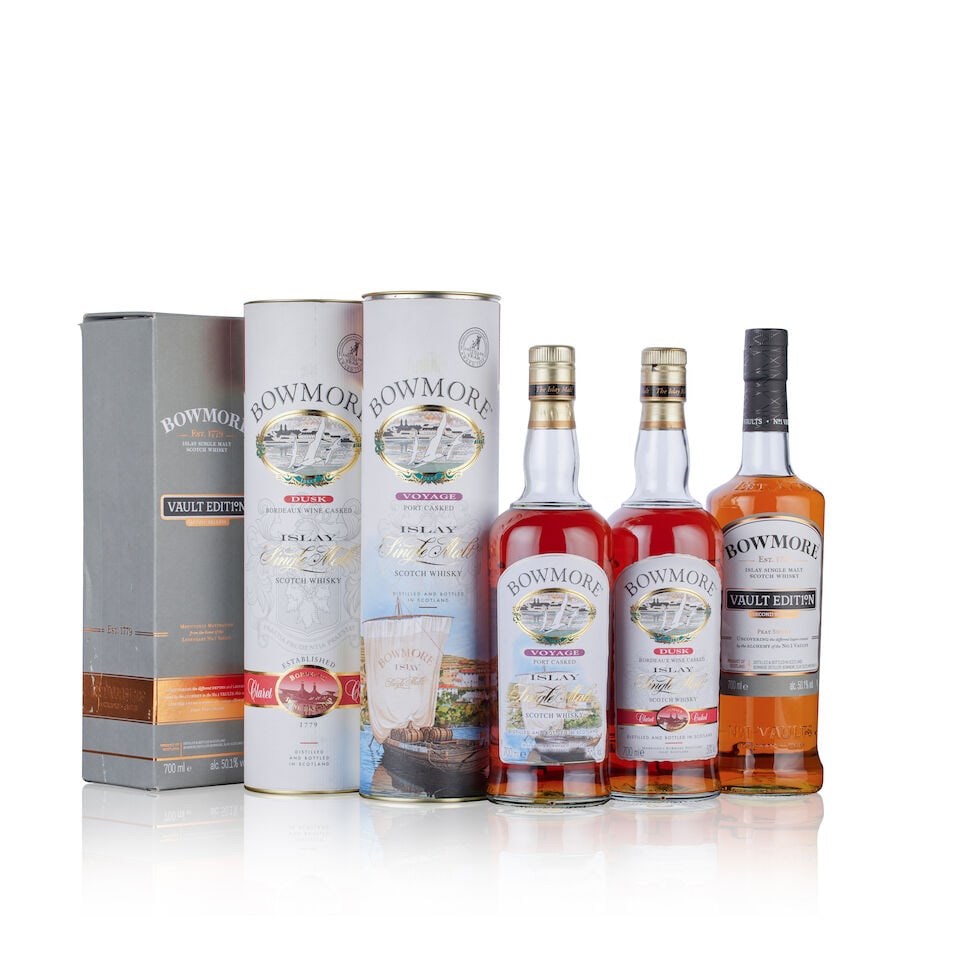 Bowmore Voyage Port Cask (1x 70cl) Bowmore Dusk Bordeaux Wine Finish (1x 70cl) Bowmore Vault Sec... (1 of 2)