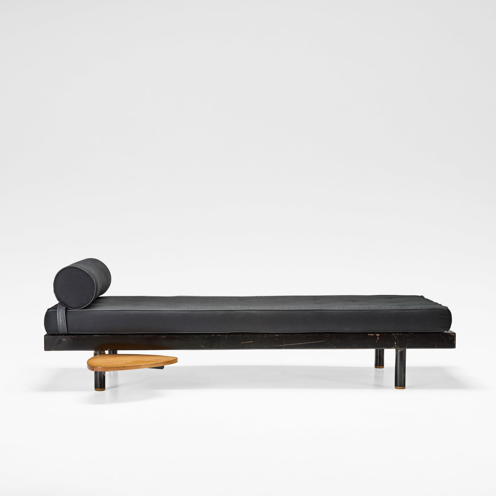 Jean Prouvé and Charlotte Perriand 'Antony' daybed, model no. 450, designed for the Cit...: Jean Prouvé and Charlotte Perriand 'Antony' daybed, model no. 450, designed for the Cité Universitaire, Antony, circa 1952 Painted steel, oak, fabric upholstery. 58 cm high, 190 cm wide, 116