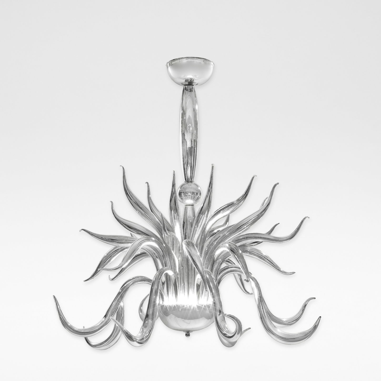 Massimo Micheluzzi Chandelier, circa 2009: Massimo Micheluzzi Chandelier, circa 2009 Blown silvered glass. 140 cm drop, 140 cm diameter This lot is subject to the following lot symbols: AR TP AR Goods subject to Artists