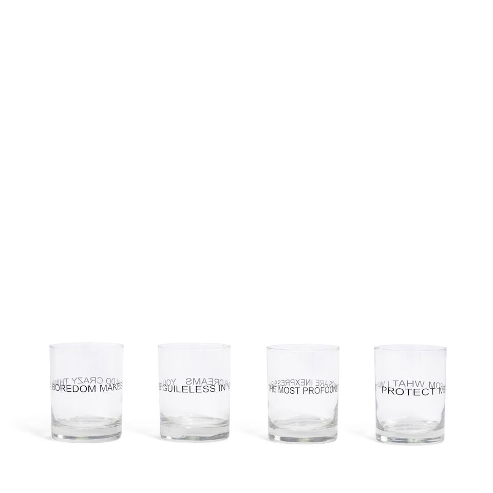 Jenny Holzer (born 1950); A Group of 4 Modern Old Fashion Glasses; - 2
