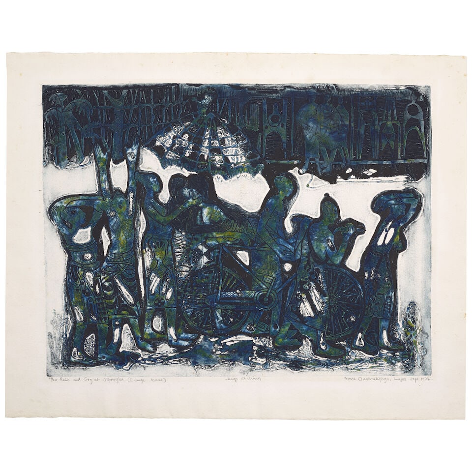 Bruce Onobrakpeya (born 1932); Rain and cry at Otorogba (orange base); (1 of 1)