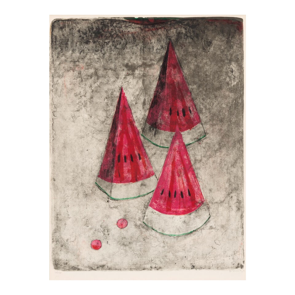 Rufino Tamayo (1899-1991); Pastèque #2, from Mujeres;: Rufino Tamayo (1899-1991) Pastèque #2, from Mujeres (Pereda 119), 1969 Lithograph in colors on Rives BFK paper, signed in pencil and numbered 14/150 (there was also an edition of 25 in Roman
