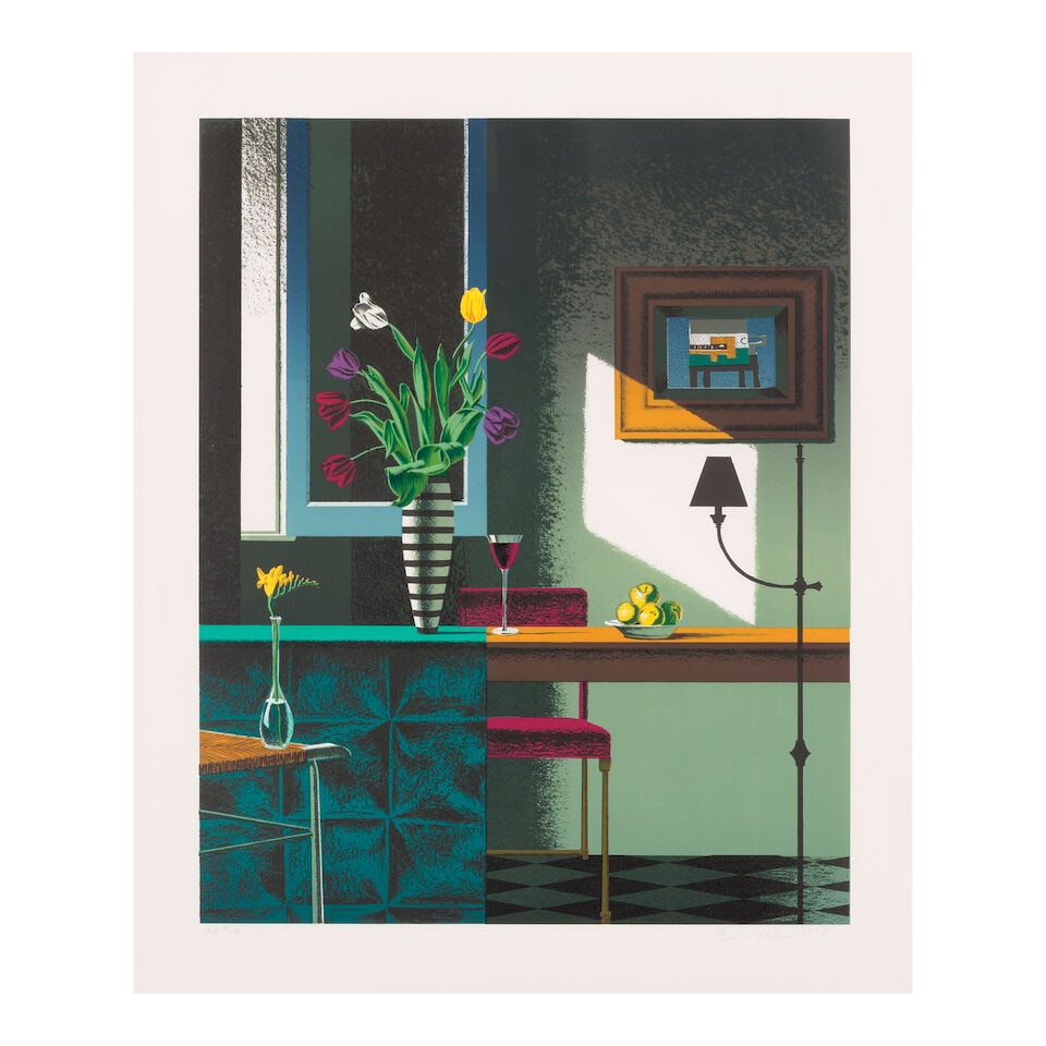 Bruce Cohen (born 1953); Untitled (Tulips & Glass of Wine);: Bruce Cohen (born 1953) Untitled (Tulips & Glass of Wine), 1998 Lithograph in colors on wove paper, signed in pencil, dated and annotated 'AP #12' (an artist's proof, aside from the edition of 60), wi