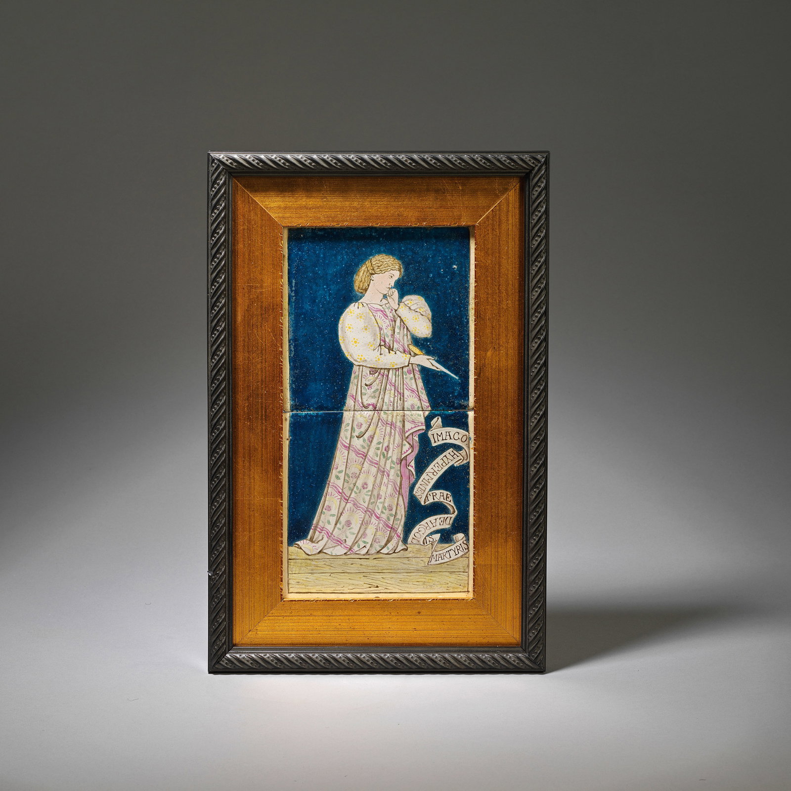 SIR EDWARD COLEY BURNE-JONES (1833-1898) FOR MORRIS, MARSHALL, FAULKNER & CO (1861-1875) Rare '...: SIR EDWARD COLEY BURNE-JONES (1833-1898) FOR MORRIS, MARSHALL, FAULKNER & CO (1861-1875) Rare 'Hypermnestra', from the 'Legend of the Goode Wimmen' Series Tile Panel designed circa 1861, painted 1861-