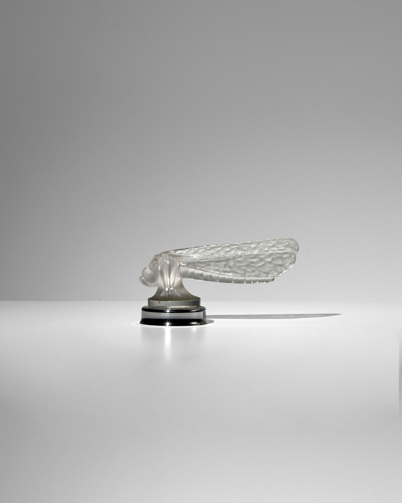 RENÉ LALIQUE (1860-1945) Petite Libellule (Small Dragonfly) designed 1928 Marcilhac 1144, ...: RENÉ LALIQUE (1860-1945) Petite Libellule (Small Dragonfly) designed 1928 Marcilhac 1144, rare clear and frosted glass, hand finished, molded mark 'LALIQUE' and engraved 'R Lalique France' height