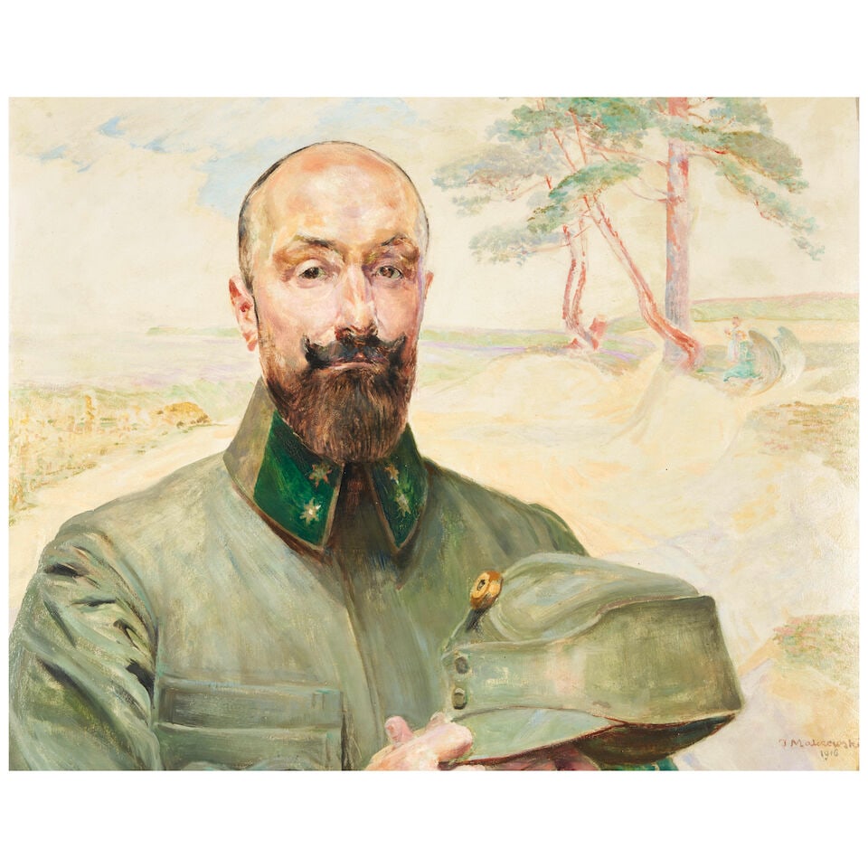 JACEK MALCZEWSKI (1854-1929) Portrait of Józef Krupiński: JACEK MALCZEWSKI (1854-1929) Portrait of Józef Krupiński signed and dated 'J Malczewski / 1916' (lower right) oil on board 21 1/4 x 25 7/8 (64.8 x 52.0 cm) Painted in