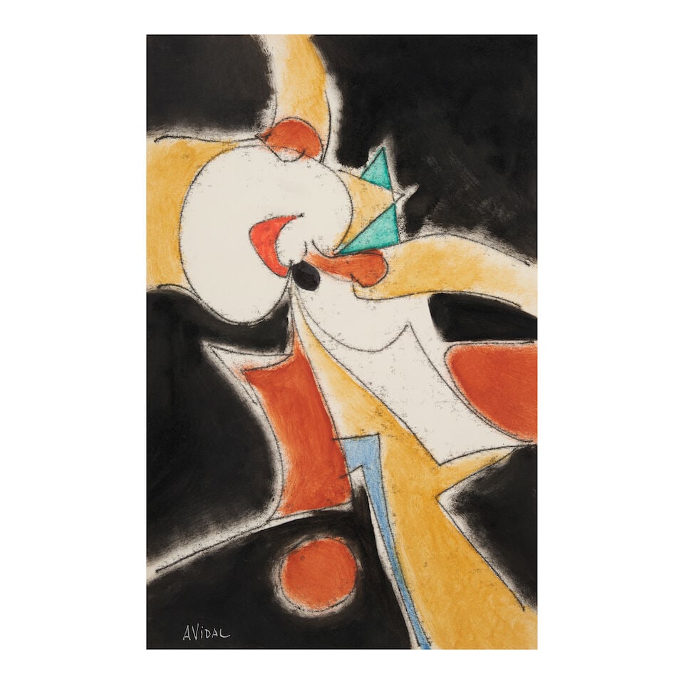 ANTONIO VIDAL (1928-2013) Untitled #1: ANTONIO VIDAL (1928-2013) Untitled #1 signed 'AVidal' (lower right) mixed media on paper 13 x 8 1/4 in (33.0 x 21.0 cm) Executed in 1981-1982 Footnotes: This work is accompanied by a certificate of au