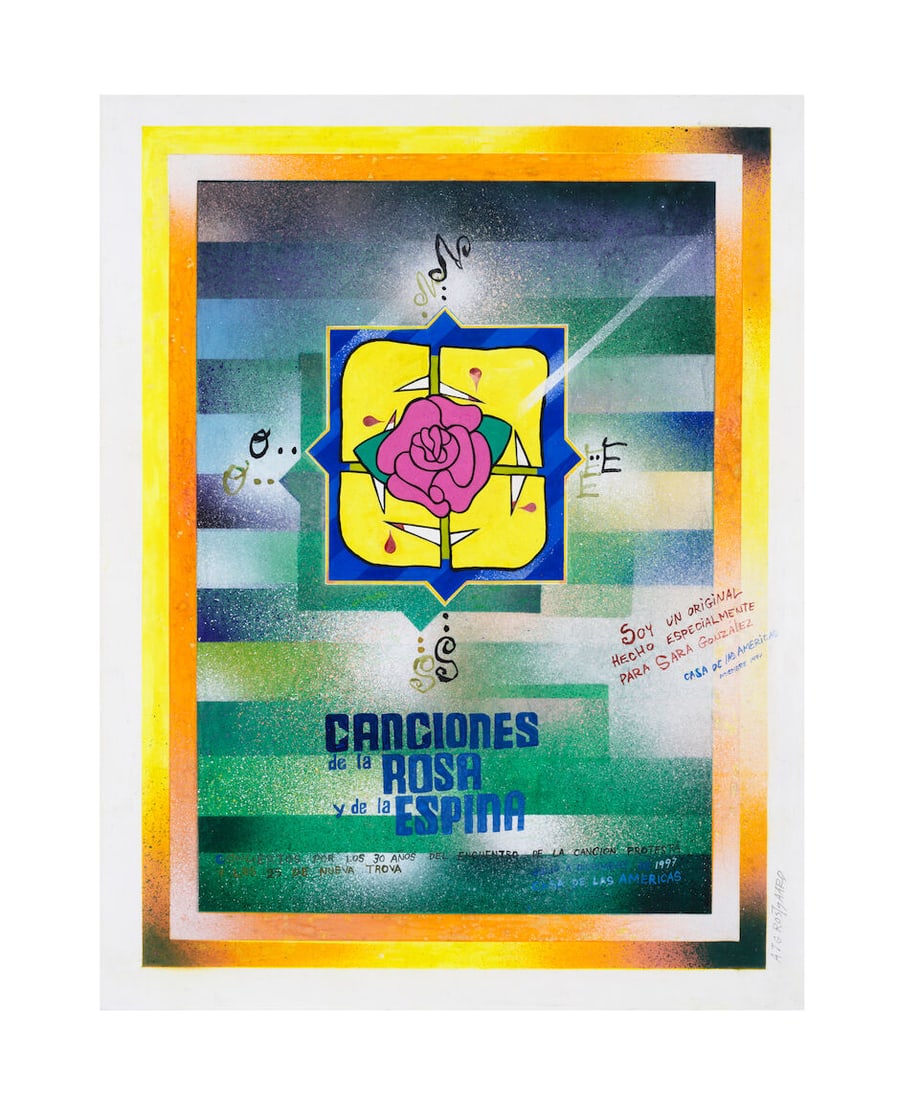 ALFREDO ROSTGAARD (1943-2004) Canciones de la Rosa y de la Espina 25 1/4 x 19 5/8 in (64 x 49.8 ...: ALFREDO ROSTGAARD (1943-2004) Canciones de la Rosa y de la Espina signed 'Atg Rostgaard' (lower right); inscribed and dated 'Soy un original hecho especialmente para Sara González, Casa de las