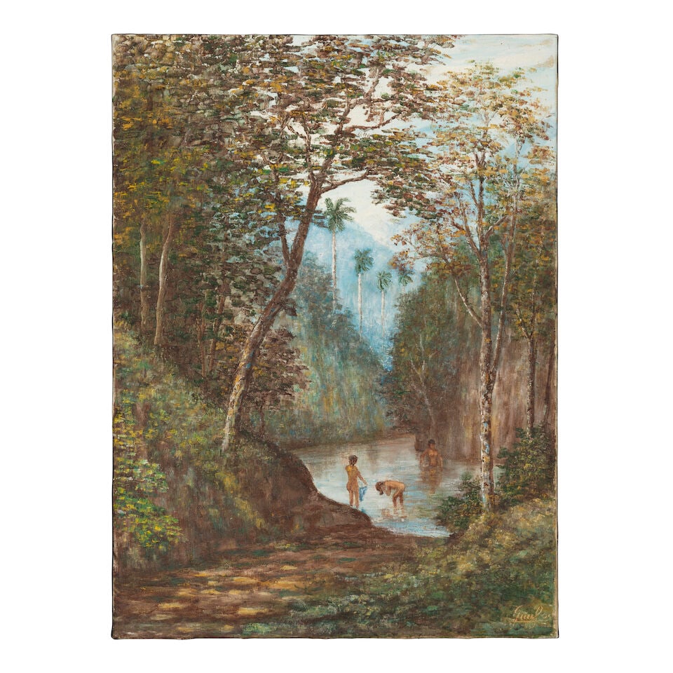 LUIS GUAS ARTILES (1921-2001) Untitled 26 3/4 x 19 3/4 in (68 x 50.2 cm): LUIS GUAS ARTILES (1921-2001) Untitled signed 'Guas' (lower right) oil on canvas 26 3/4 x 19 3/4 in (68 x 50.2 cm) Footnotes: Provenance Private collection. Acquired from the above by the present