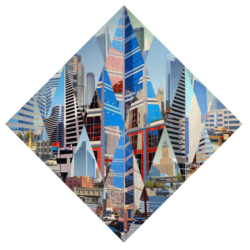 BEN (ROBERT BENJAMIN) NORRIS (1910-2006) Diamond City Series No. 14: BEN (ROBERT BENJAMIN) NORRIS (1910-2006) Diamond City Series No. 14 signed and dated 'Norris 91'; signed, inscribed and dated 'DIAMONDS / CITY SERIES. NO 14 / Ben Norris / STUDIO LIST No. 610 / NYC -