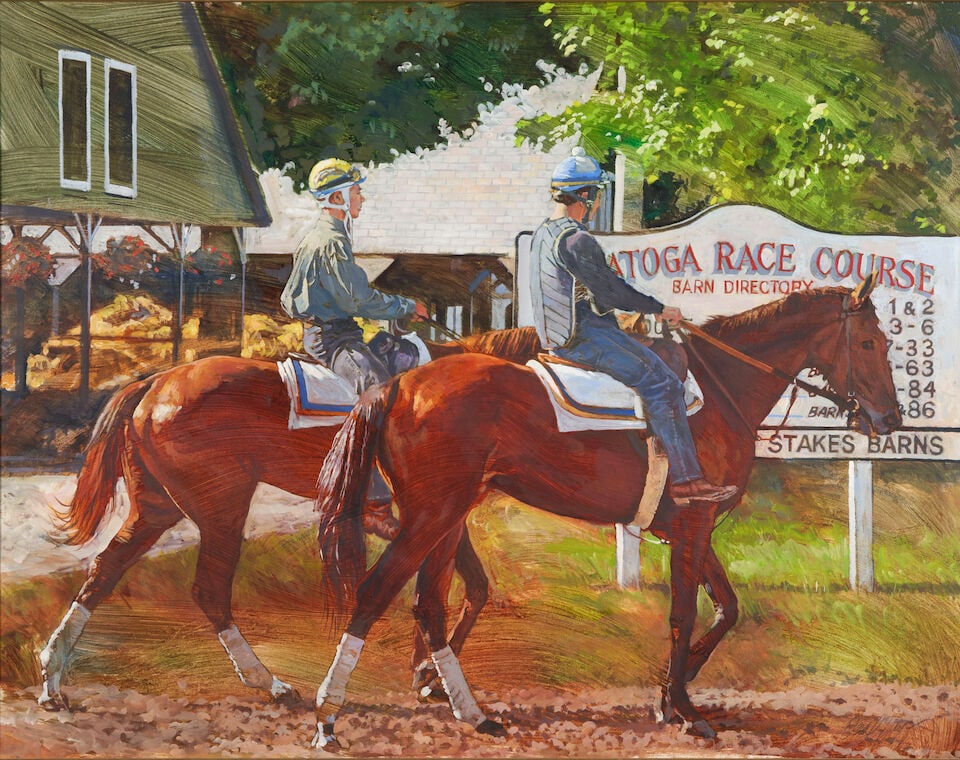 DAHL TAYLOR (B.1954) Stakes Barn: DAHL TAYLOR (B.1954) Stakes Barn signed 'Dahl Taylor' (lower right) oil on canvas 27 3/4 x 36 in (70.5 x 91.0 cm) Footnotes: Provenance Galleria d'Arte, Ridgefield, CT. Acquired from the above by