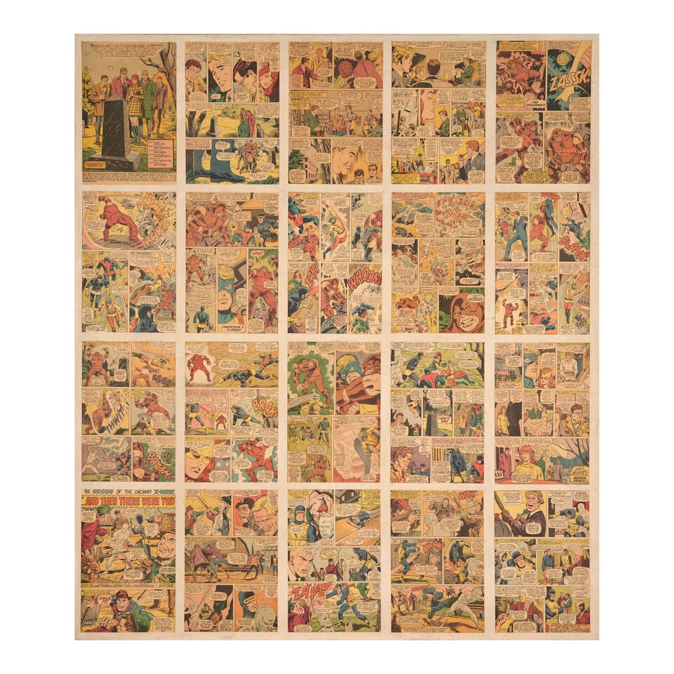 TIM ROLLINS AND K.O.S. (1955-2017) X-Men #46 - The End of The X Men!: TIM ROLLINS AND K.O.S. (1955-2017) X-Men #46 - The End of The X Men! titled, signed, inscribed, and dated 'X-Men #46 - The End of The X Men! / ... and K.O.S / South Bronx / 1991-1992' (on the