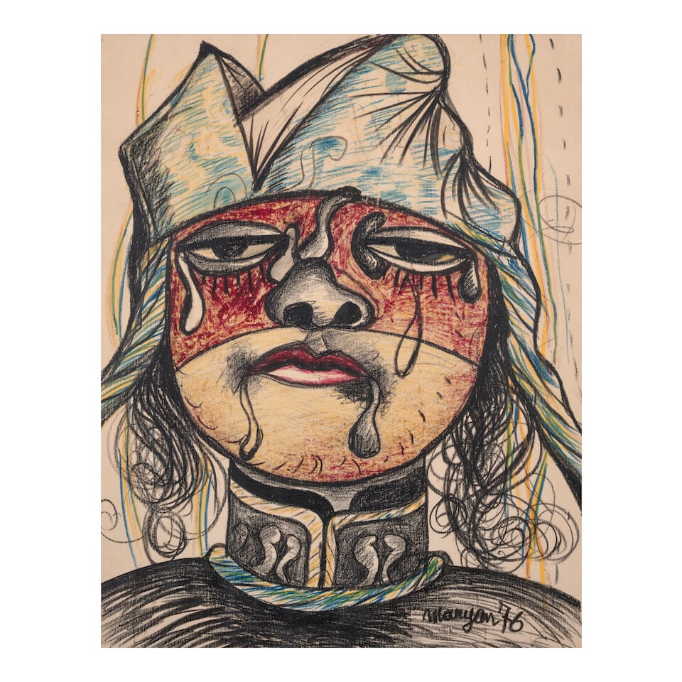 MARYAN S. MARYAN (PINCHAS BURSTEIN) (1927-1977) Fantastic Head: MARYAN S. MARYAN (PINCHAS BURSTEIN) (1927-1977) Fantastic Head signed and dated 'Maryan 76' (lower right) colored chalk on paper 28 1/2 x 22 in (72.5 x 56.0 cm) Executed in 1976 For further