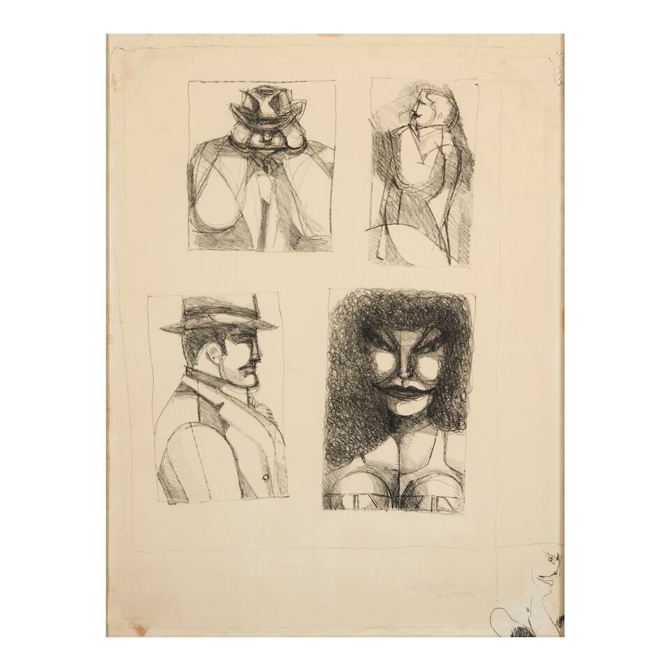 RICHARD LINDNER (1901-1978) Untitled: RICHARD LINDNER (1901-1978) Untitled inscribed 'To Mr. & Mrs. Rakower' (lower right) pencil on paper 26 x 20 in (66.0 x 50.8 cm) For further information on this lot please visit Bonhams.com For