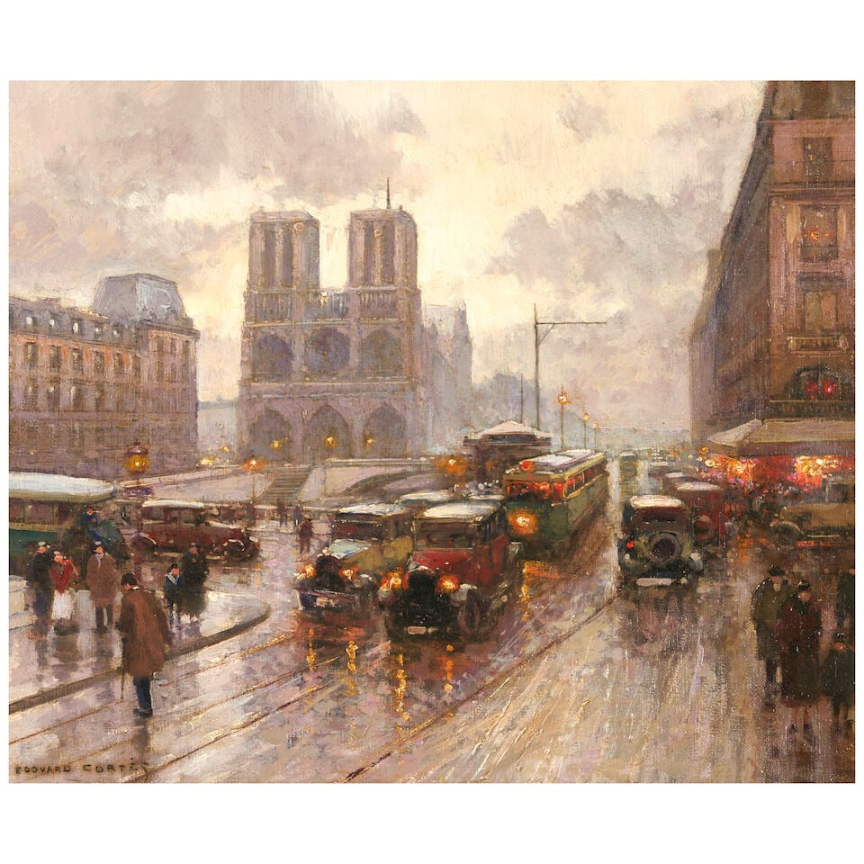 EDOUARD LÉON CORTÈS (1882-1969) Place Saint-Michel, Notre-Dame, Paris (1 of 4)