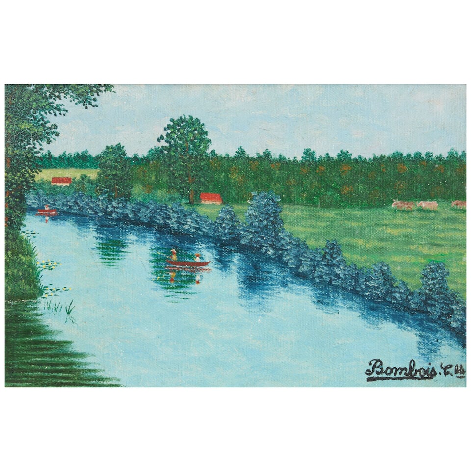 CAMILLE BOMBOIS (1883-1970) Bords de l'Yonne: CAMILLE BOMBOIS (1883-1970) Bords de l'Yonne signed 'Bombois' (lower right) oil on canvas 6 1/4 x 9 1/2 in (15.9 x 24.1 cm) Footnotes: The authenticity of this work has been confirmed by Olivier