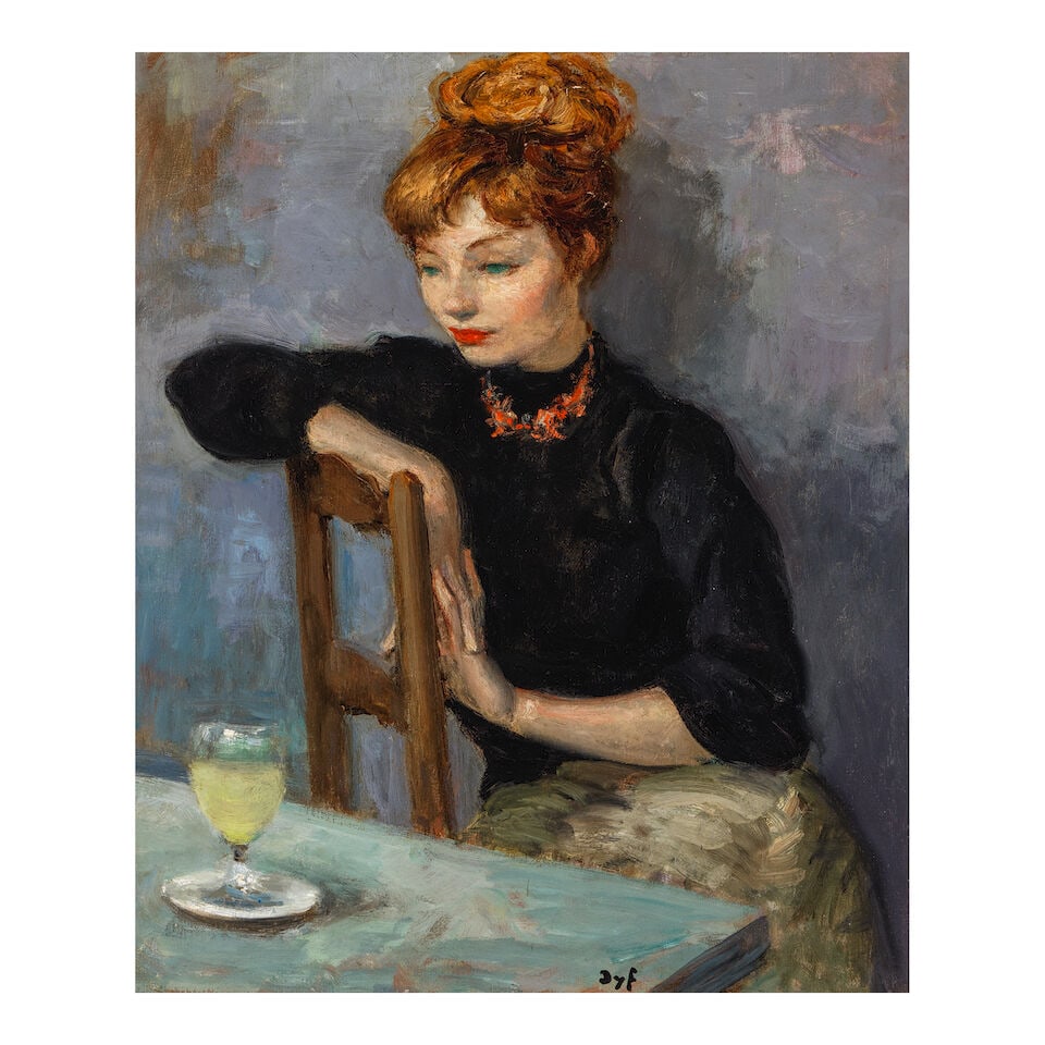MARCEL DYF (1899-1985) Claudine in a Coral Necklace: MARCEL DYF (1899-1985) Claudine in a Coral Necklace signed 'Dyf' (lower center) oil on canvas 24 1/2 x 21 1/4 in (62.2 x 53.9 cm) Footnotes: The authenticity of this work has been confirmed by Claudin