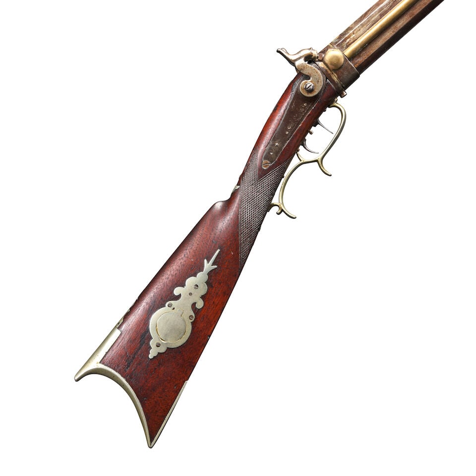 A JACOB HARDER & SON TWO-BARREL PERCUSSION RIFLE/FOWLER, (1 of 9)