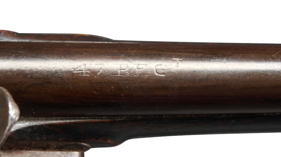 A BRITISH PATTERN 1742 LONG LAND SERVICE MUSKET MARKED TO THE 47TH REGIMENT OF FOOT WITH BAYONET, - 3