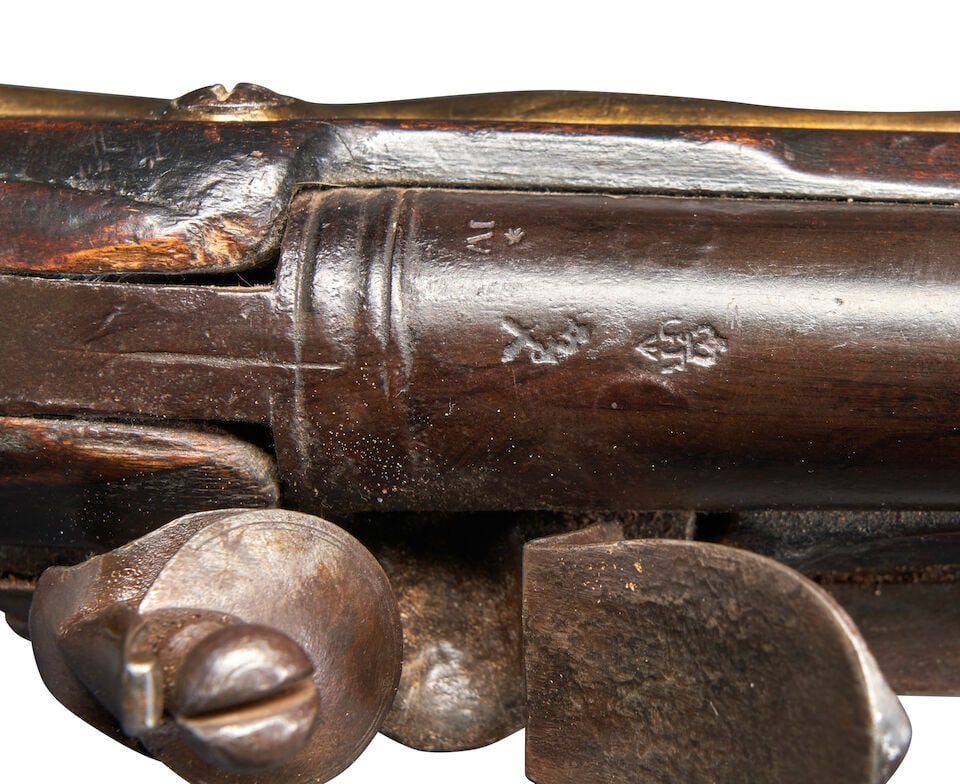 A BRITISH PATTERN 1742 LONG LAND SERVICE MUSKET MARKED TO THE 47TH REGIMENT OF FOOT WITH BAYONET, - 4