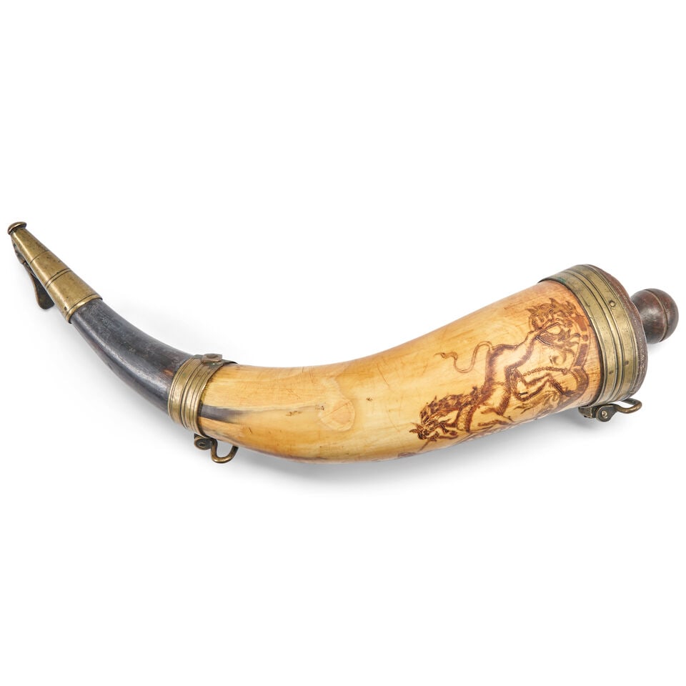 A ROYAL ARTILLERY POWDER HORN. - 6