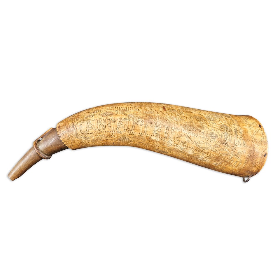 EPHRAIM CEARTER LANCASTER 1747 CARVED POWDER HORN. (1 of 4)