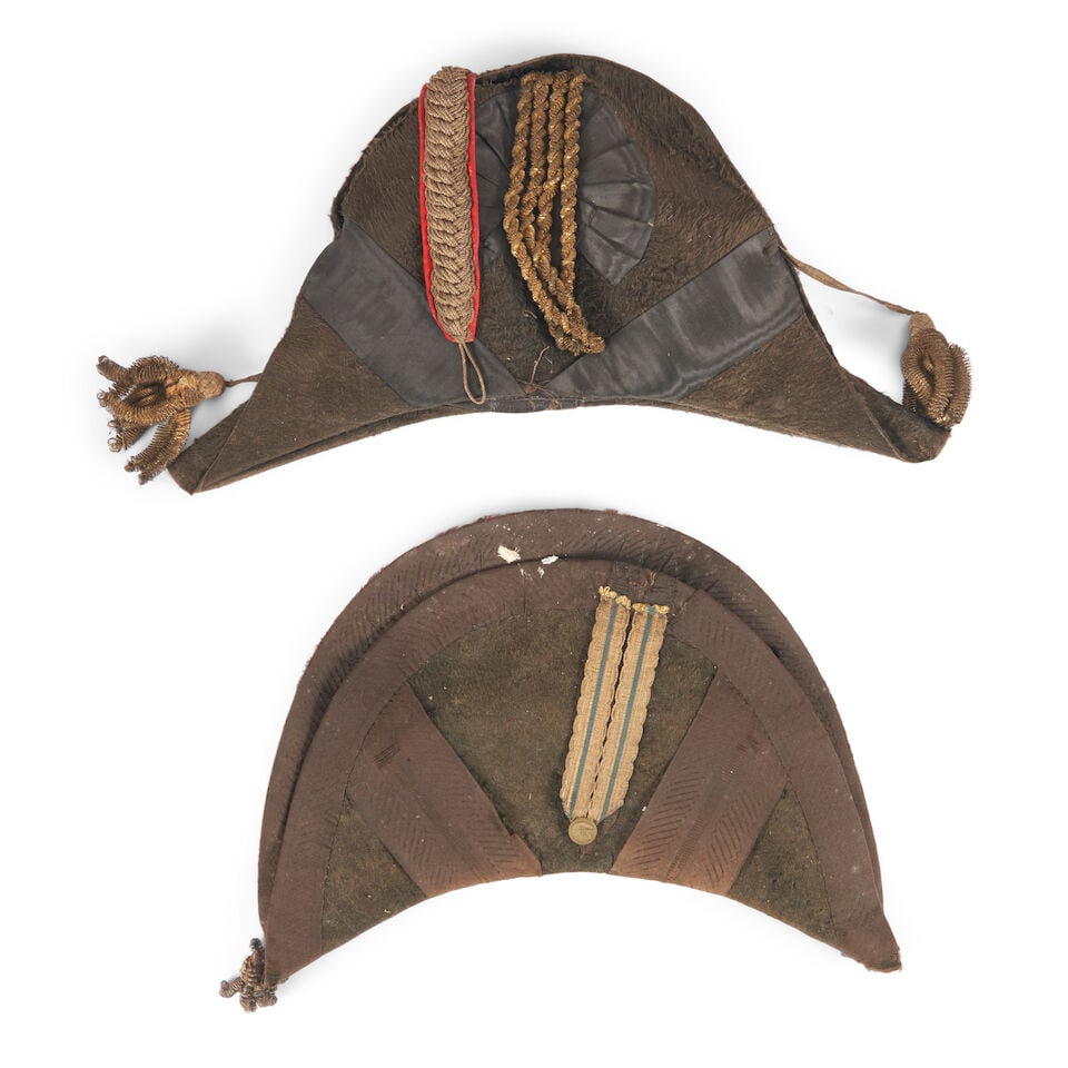 TWO MASSACHUSETTS VOLUNTEER MILITIA CHAPEAU BRAS HATS. (1 of 2)