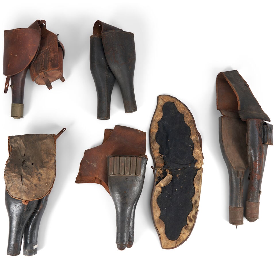 FOUR PAIRS AND A SINGLE 19TH CENTURY SADDLE PISTOL HOLSTERS (1 of 3)
