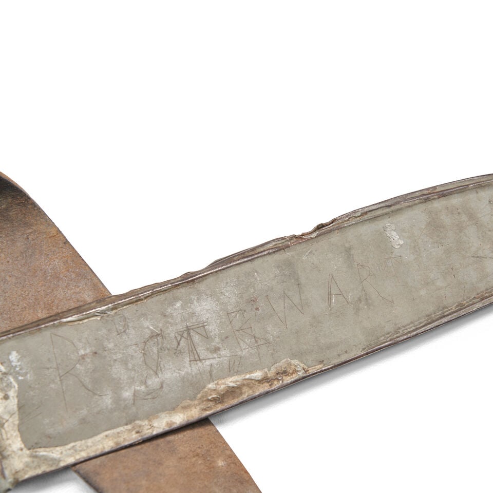 A CIVIL WAR BOWIE KNIFE WITH BELT AND 'CS' PLATE. - 7