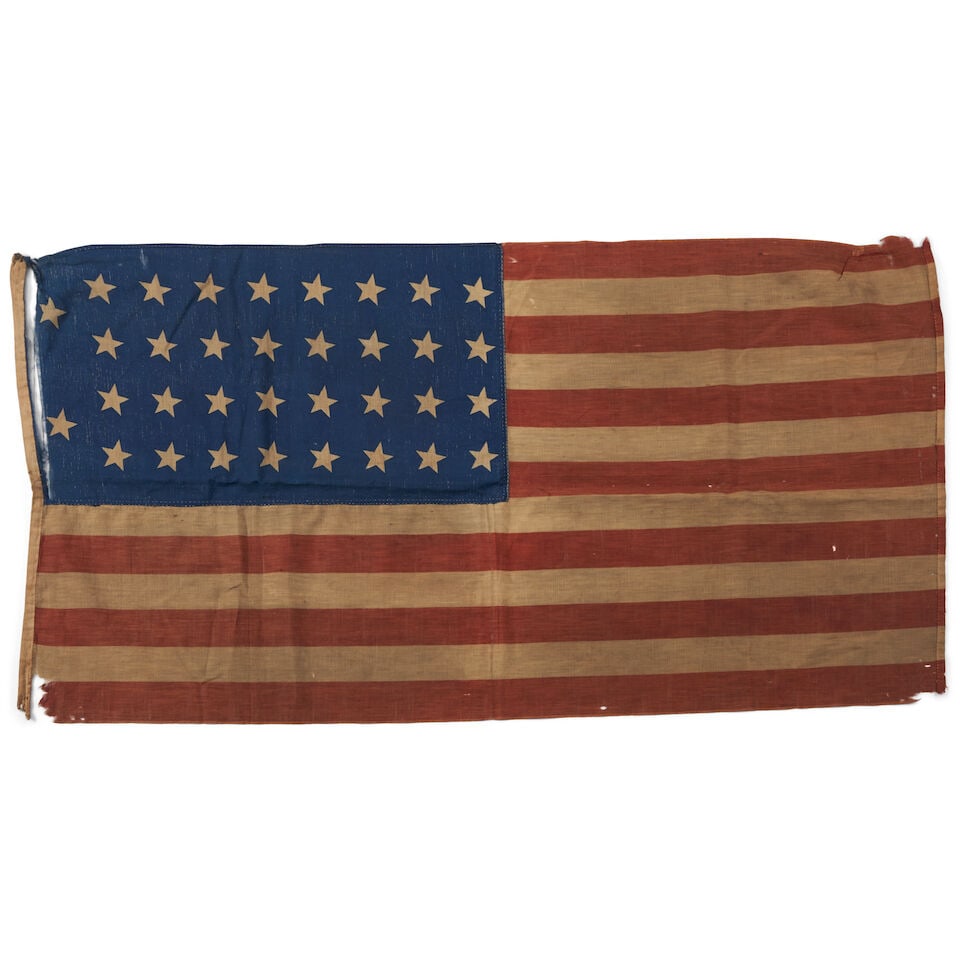 A CIVIL WAR UNITED STATES 34-STAR PARADE FLAG. (1 of 2)