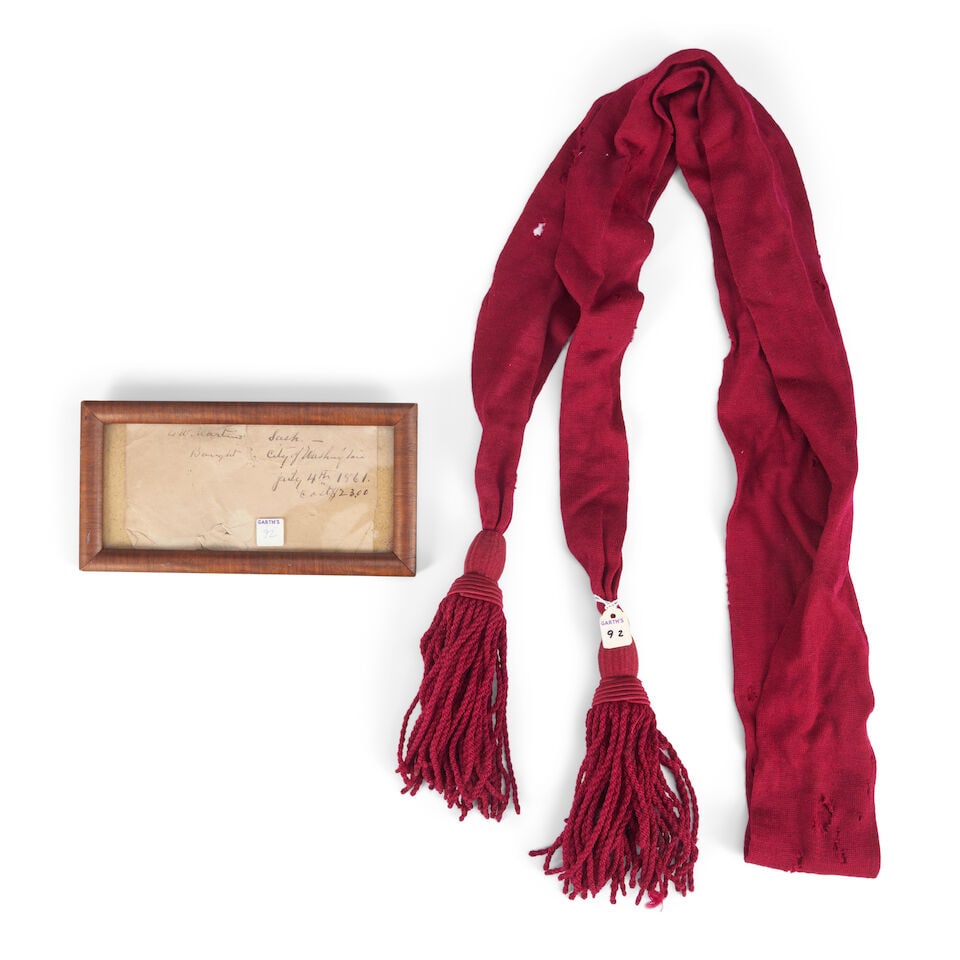 A CIVIL WAR OFFICER'S SASH BELONGING TO A.W MARTIN, PURCHASED JULY 4, 1861. (1 of 1)