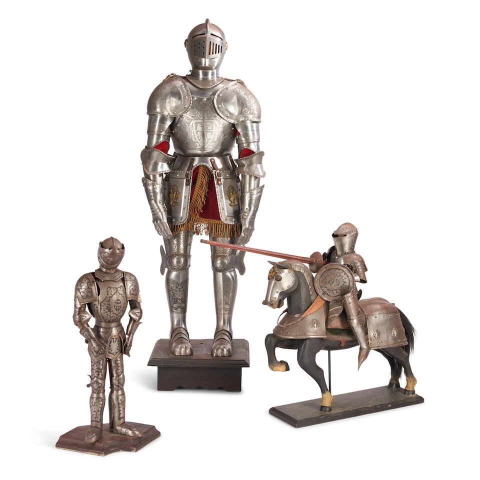 THREE MINIATURE VICTORIAN SUITS OF ARMOR, (1 of 2)