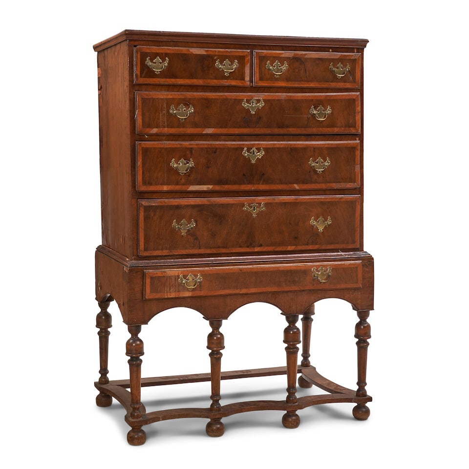 William & Mary Walnut and Walnut Veneered Chest On Stand, Early 18th Century, - 2