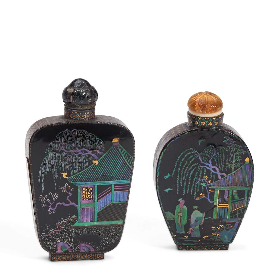 Two Lacquer Burgauté Snuff Bottles, Possibly Japanese, (2) (1 of 1)